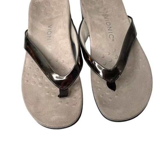 Vionic Dillon  toe post thong slide sandals Sz 7 in Pewter - Picture 3 of 7